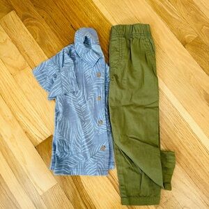 Carter's short sleeved shirt + Olive Green Pants